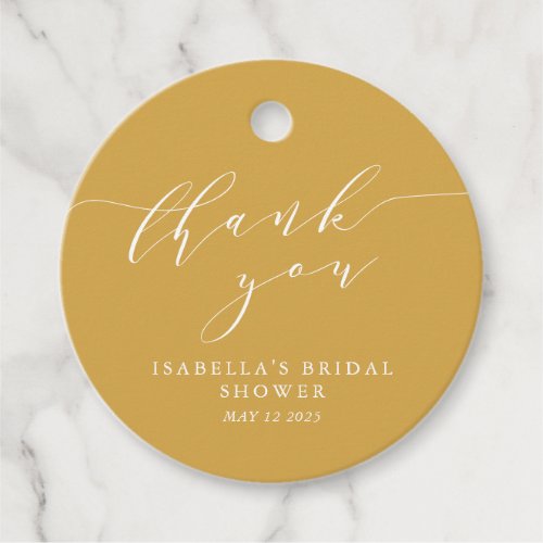 Minimalist Classic Yellow Bridal Shower Thank You Favor Tags