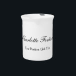 Minimalist Classical Handwriting Script Name Beverage Pitcher<br><div class="desc">This template can be customized to meet all professional occupations.</div>