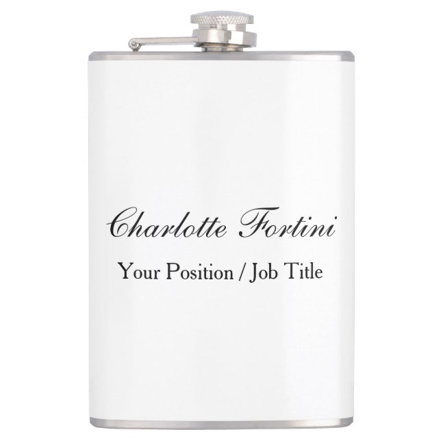 Minimalist Classical Handwriting Script Name Flask (Front)