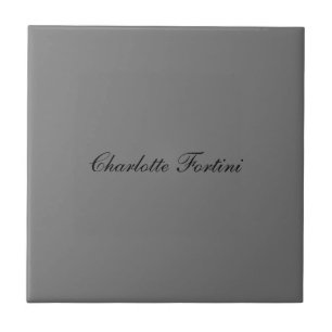 Minimalist Classical Handwriting Script Name Gray Ceramic Tile