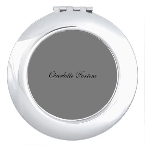 Minimalist Classical Handwriting Script Name Gray Compact Mirror