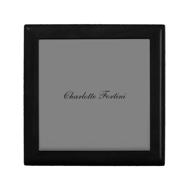 Minimalist Classical Handwriting Script Name Grey Gift Box (Front)