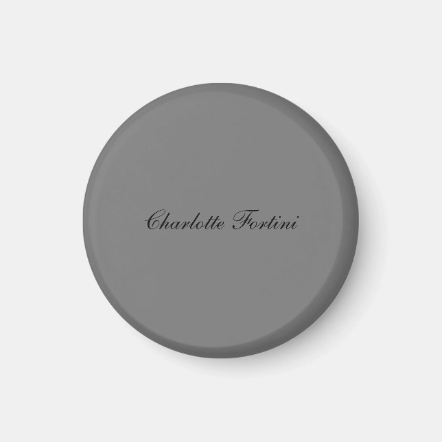 Minimalist Classical Handwriting Script Name Grey Magnet (Front)