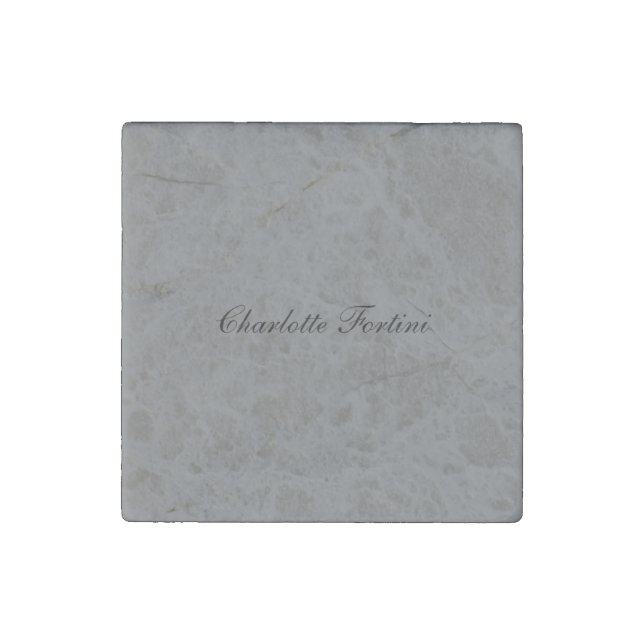 Minimalist Classical Handwriting Script Name Grey Stone Magnet (Front)