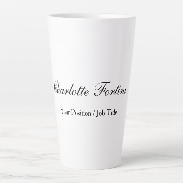 Minimalist Classical Handwriting Script Name Latte Mug (Front)