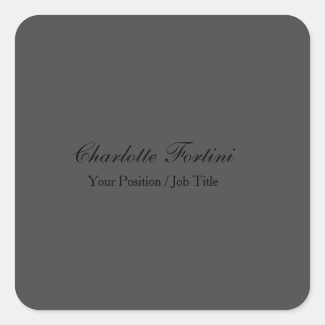 Minimalist Classical Handwriting Script Name Square Sticker (Front)