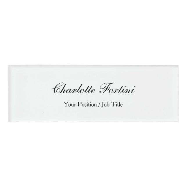 Minimalist Classical Handwriting Script Name Tag (Front)