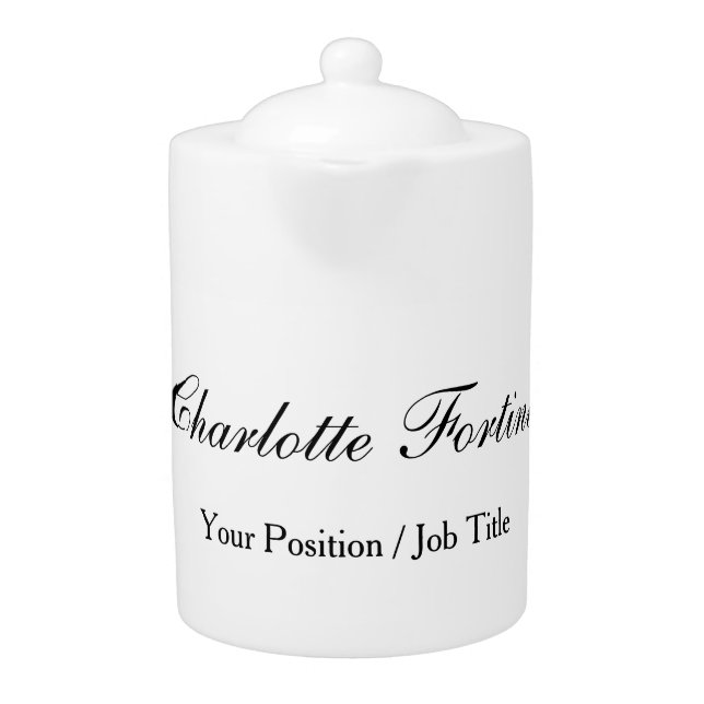 Minimalist Classical Handwriting Script Name Teapot (Front)