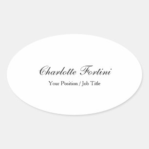 Minimalist Classical Handwriting Script Oval Sticker