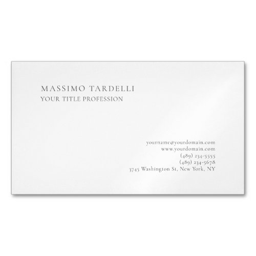 Minimalist Classical Plain Professional Business Card Magnet