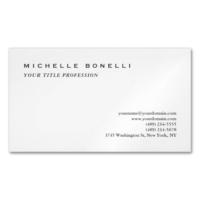 Minimalist Classical Plain Professional Business Card Magnet (Front)