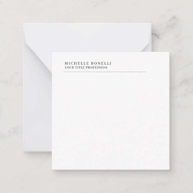 Minimalist Classical Plain Professional Own Name Note Card (Front)