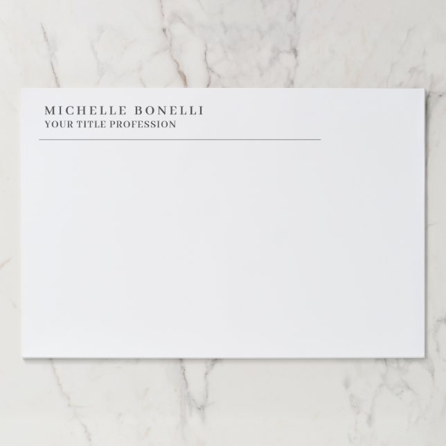 Minimalist Classical Plain Professional Own Name Paper Pad (Front)