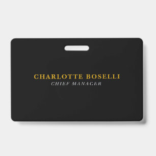 Minimalist Classical Professional Black Gold Color Badge