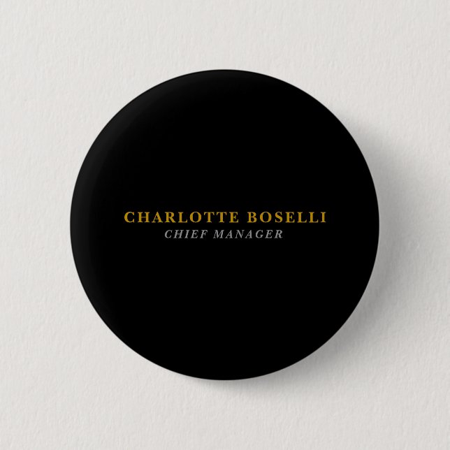 Minimalist Classical Professional Black Gold Color Button (Front)