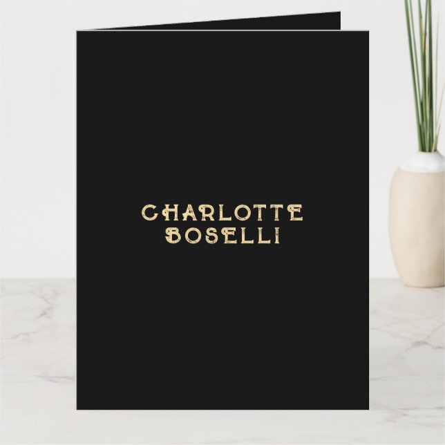 Minimalist Classical Professional Black Gold Color Card (Front)