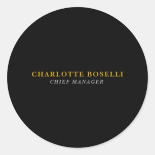 Minimalist Classical Professional Black Gold Color Classic Round Sticker