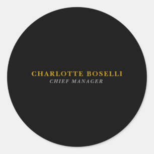 Minimalist Classical Professional Black Gold Color Classic Round Sticker