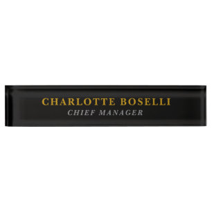 Minimalist Classical Professional Black Gold Color Desk Name Plate