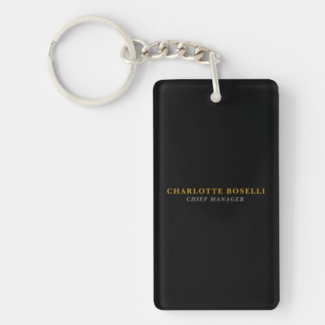 Minimalist Classical Professional Black Gold Color Keychain (Front)