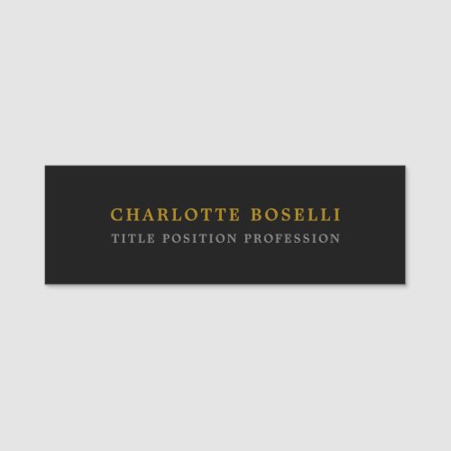 Minimalist Classical Professional Black Gold Color Name Tag