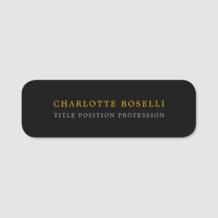 Minimalist Classical Professional Black Gold Color Name Tag