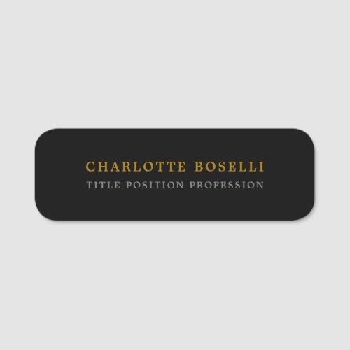 Minimalist Classical Professional Black Gold Color Name Tag