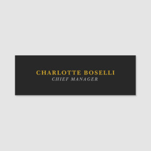 Minimalist Classical Professional Black Gold Color Name Tag