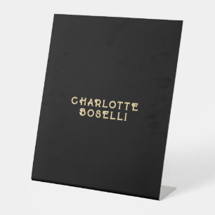 Minimalist Classical Professional Black Gold Color Pedestal Sign