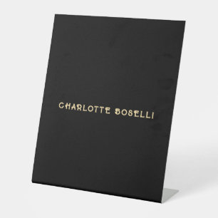 Minimalist Classical Professional Black Gold Color Pedestal Sign