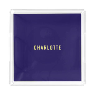 Minimalist Classical Professional Blue Color Name Acrylic Tray