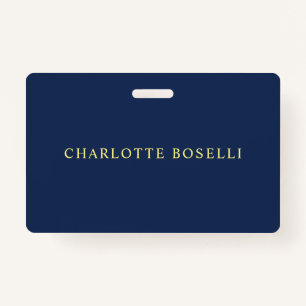 Minimalist Classical Professional Blue Color Name Badge