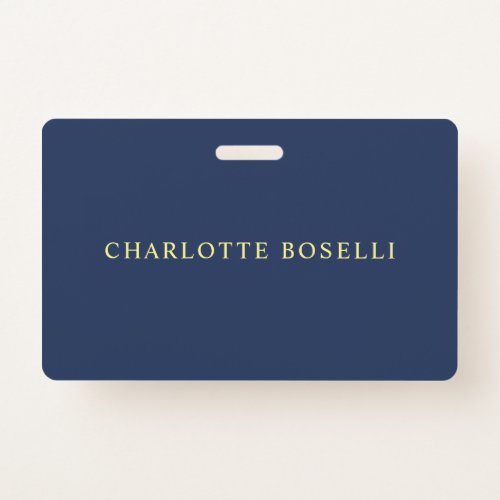 Minimalist Classical Professional Blue Color Name Badge