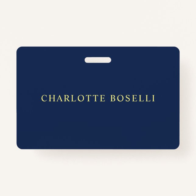 Minimalist Classical Professional Blue Color Name Badge (Front)