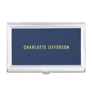 Minimalist Classical Professional Blue Color Name Business Card Case