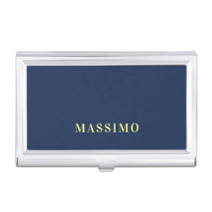Minimalist Classical Professional Blue Color Name Business Card Case