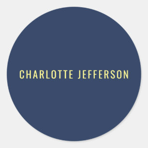 Minimalist Classical Professional Blue Color Name Classic Round Sticker