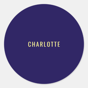 Minimalist Classical Professional Blue Color Name Classic Round Sticker
