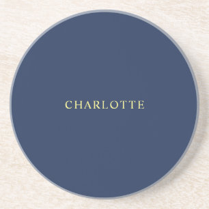 Minimalist Classical Professional Blue Color Name Coaster
