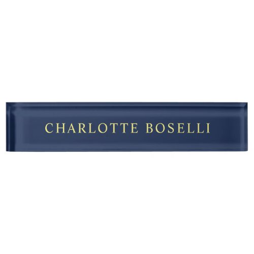 Minimalist Classical Professional Blue Color Name Desk Name Plate