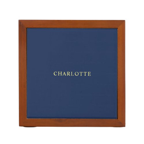 Minimalist Classical Professional Blue Color Name Desk Organizer