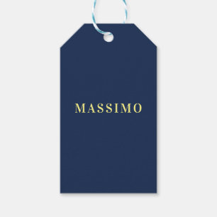 Minimalist Classical Professional Blue Color Name Gift Tags