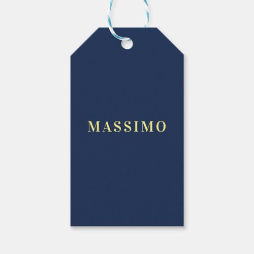 Minimalist Classical Professional Blue Color Name Gift Tags