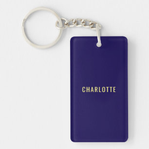Minimalist Classical Professional Blue Color Name Keychain