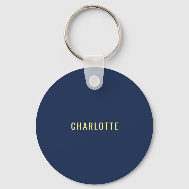 Minimalist Classical Professional Blue Color Name Keychain (Front)