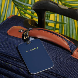 Minimalist Classical Professional Blue Color Name Luggage Tag