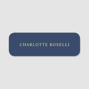 Minimalist Classical Professional Blue Color Name Name Tag