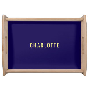 Minimalist Classical Professional Blue Color Name Serving Tray