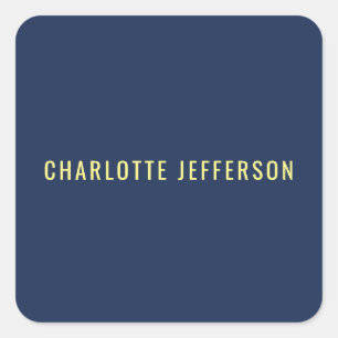 Minimalist Classical Professional Blue Color Name Square Sticker
