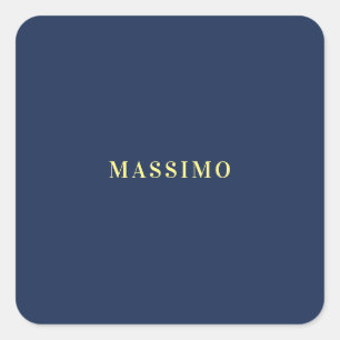 Minimalist Classical Professional Blue Color Name Square Sticker